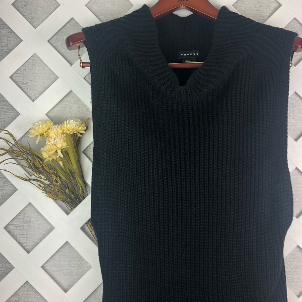 Trouve Black Cowl Neck Knitted Dress Size Small